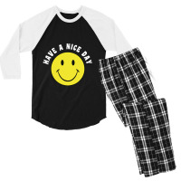 Retro Have A Nice Day Smile Happy Face Men's 3/4 Sleeve Pajama Set | Artistshot