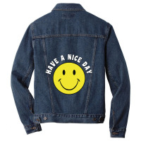 Retro Have A Nice Day Smile Happy Face Men Denim Jacket | Artistshot