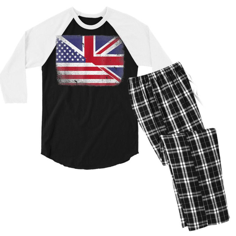 British American Flag Great Britain T Shirt Men's 3/4 Sleeve Pajama Set | Artistshot