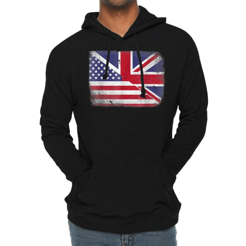 British American Flag Great Britain T Shirt Lightweight Hoodie | Artistshot