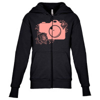 Photographer T  Shirt Pink Camera Silhouette T  Shirt Youth Zipper Hoodie | Artistshot