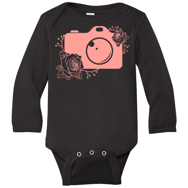 Photographer T  Shirt Pink Camera Silhouette T  Shirt Long Sleeve Baby Bodysuit by lizardgasp | Artistshot