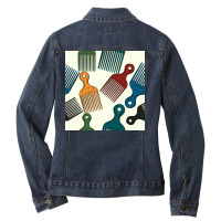 Afro Combs Seamless Patterns Ladies Denim Jacket | Artistshot