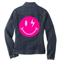 Lightning Bolt Smiley Face Ladies Denim Jacket | Artistshot