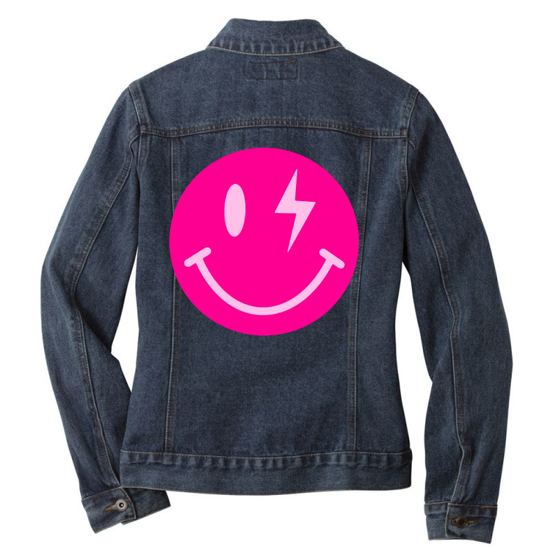 Lightning Bolt Smiley Face Ladies Denim Jacket by ardylanda | Artistshot