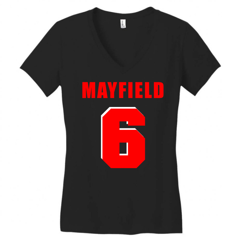 Custom Baker Mayfield New Jersey Number Women's V-neck T-shirt By Hot  Design - Artistshot