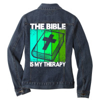 Bible Therapy T  Shirt The Bible Is My Therapy T  Shirt (1) Ladies Denim Jacket | Artistshot