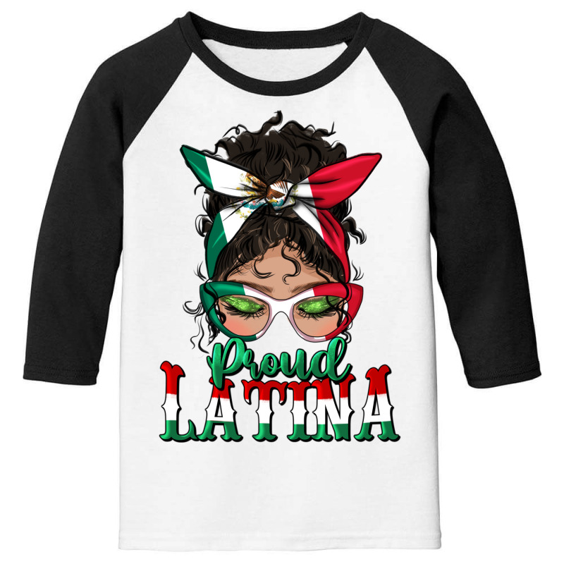 Proud Latina Messy Bun Mama Youth 3/4 Sleeve by BundleAndBundleShop | Artistshot