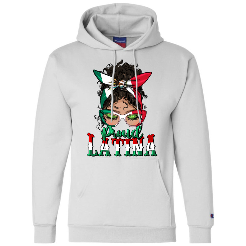 Proud Latina Messy Bun Mama Champion Hoodie by BundleAndBundleShop | Artistshot