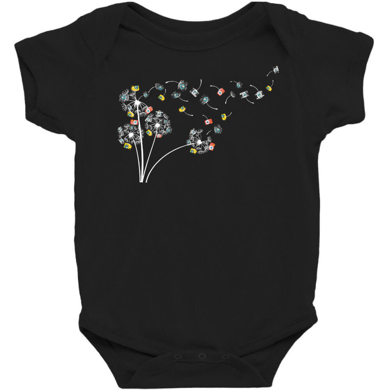 Photography T  Shirt Photo Camera Dandelion Photograph Photographer Ph Baby Bodysuit by lizardgasp | Artistshot