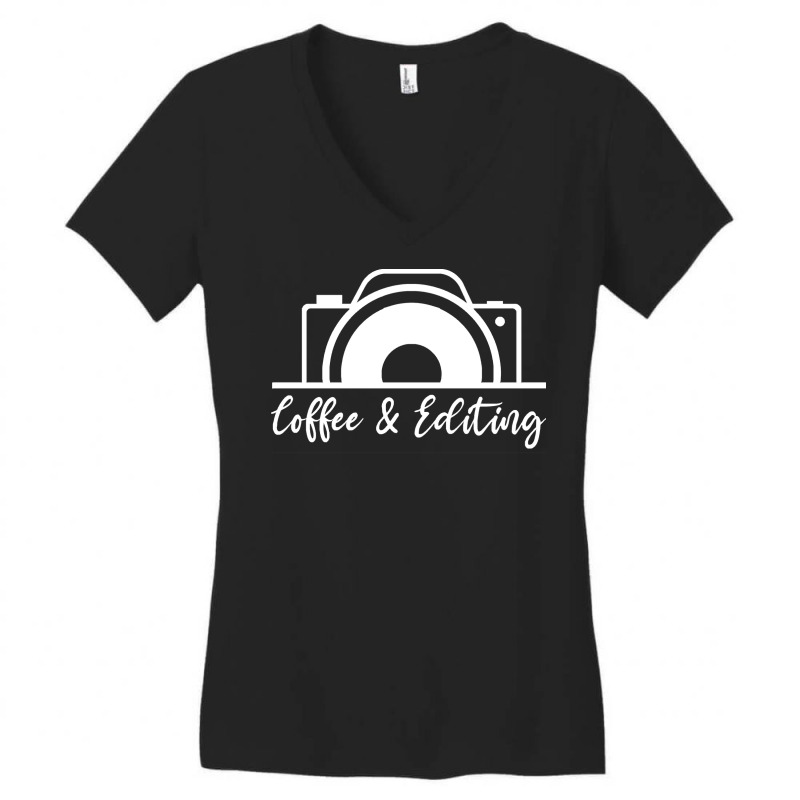 Photography T  Shirt Photographer Coffee & Editing  Photography Lover Women's V-Neck T-Shirt by lizardgasp | Artistshot