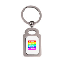 Rainbow Is My Fave Color Graphic Bold Type Tshirt Silver Rectangle Keychain | Artistshot