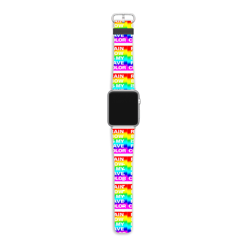 Rainbow Is My Fave Color Graphic Bold Type Tshirt Apple Watch Band | Artistshot