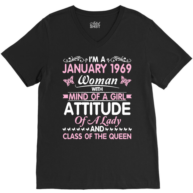 Happy Birthday 52 Years Born In Jan 196 T  Shirt52 Years Old I'm A Jan V-Neck Tee by elephantjellyfish | Artistshot