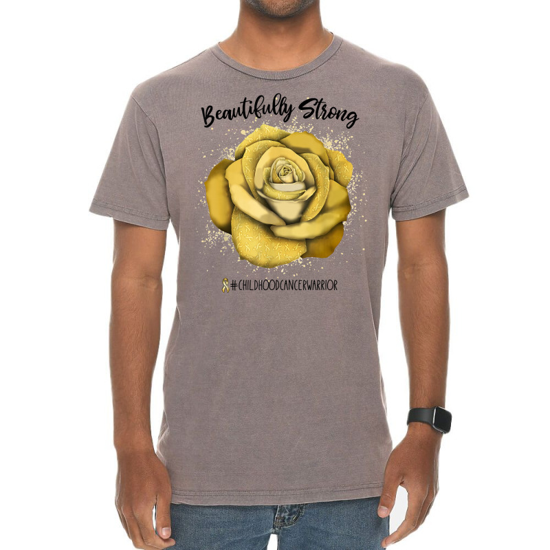 Beautifully Strong Childhood Cancer Warrior Rose T Shirt Vintage T-shirt | Artistshot