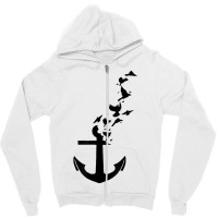 Anchor With Flying Birds   Sea Captain Animal Gift T Shirt Zipper Hoodie | Artistshot