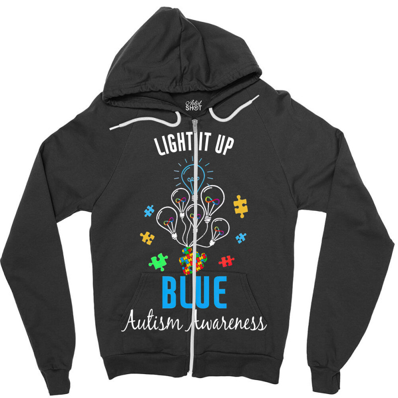 Autism Awareness Light It Up Blue Autism Awareness Zipper Hoodie by LeiThompson | Artistshot