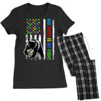 His Fight Is My Fight American Flag Autism Awareness Mom Dad T Shirt Women's Pajamas Set | Artistshot