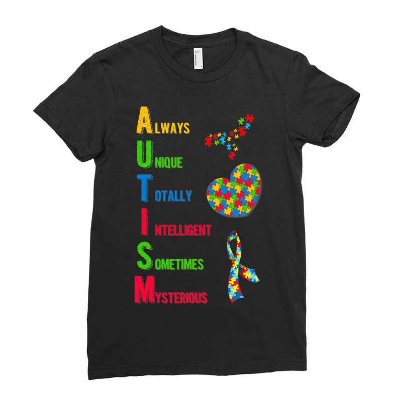 Autism Awareness Autism Acronym And Puzzle Piece Ladies Fitted T-Shirt by LindsayYuh | Artistshot