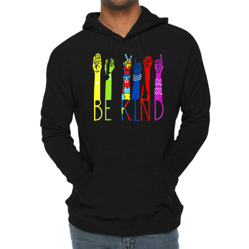 Autism Awareness Be Kind Sign Language Hand Talking Teachers Lightweight Hoodie by LindsayYuh | Artistshot