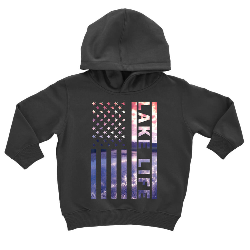 Lake Life American Flag Dock Sunset Wakeboarder Power Boat T Shirt Toddler Hoodie | Artistshot