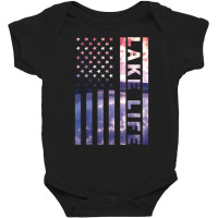 Lake Life American Flag Dock Sunset Wakeboarder Power Boat T Shirt Baby Bodysuit | Artistshot