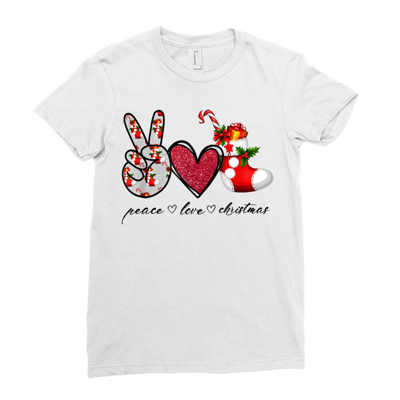 Peace Love Christmas Tis The Season Christmas Family Pajamas T Shirt Ladies Fitted T-Shirt by haylesfshiltsxd1 | Artistshot