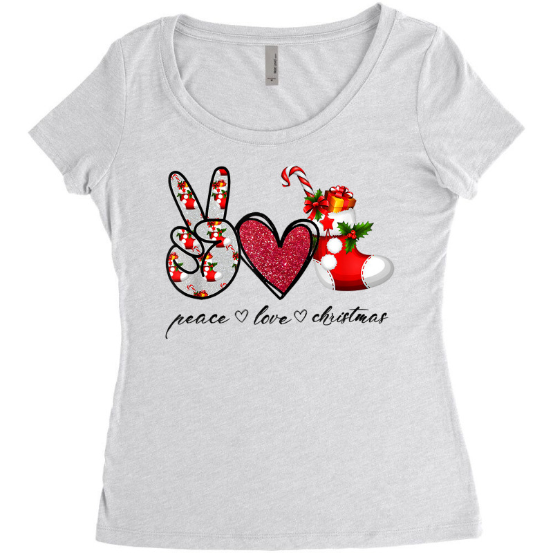 Peace Love Christmas Tis The Season Christmas Family Pajamas T Shirt Women's Triblend Scoop T-shirt by haylesfshiltsxd1 | Artistshot