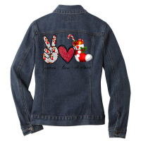 Peace Love Christmas Tis The Season Christmas Family Pajamas T Shirt Ladies Denim Jacket | Artistshot