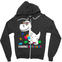 Dinosaur Puzzle Piece Autism Awareness Zipper Hoodie | Artistshot