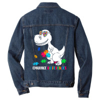 Dinosaur Puzzle Piece Autism Awareness Men Denim Jacket | Artistshot