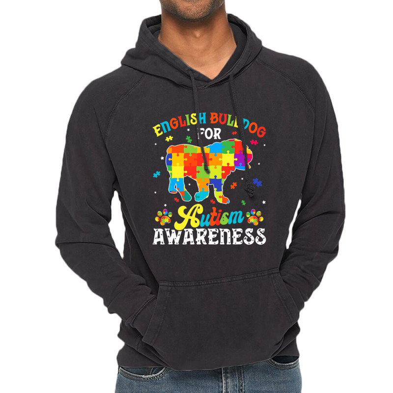 English Bulldog Dog Autism Awareness Vintage Hoodie | Artistshot