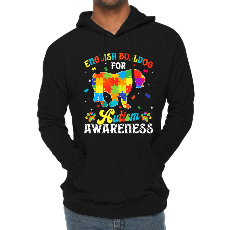 English Bulldog Dog Autism Awareness Lightweight Hoodie | Artistshot