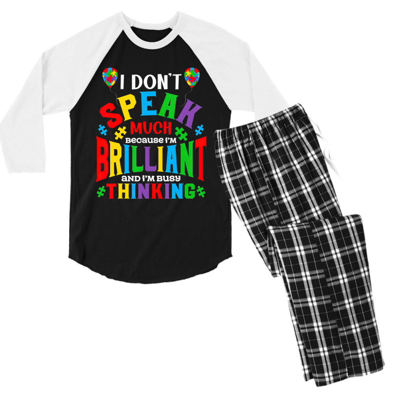 I Dont Speak Much Brilliant Autism Awareness Autistic Men's 3/4 Sleeve Pajama Set | Artistshot