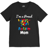 Im A Proud Autism Mom Heart V-neck Tee | Artistshot