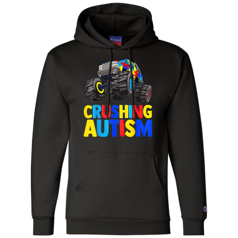 Monster Truck Crushing Austim Autism Awareness (3) Champion Hoodie by LeiThompson | Artistshot