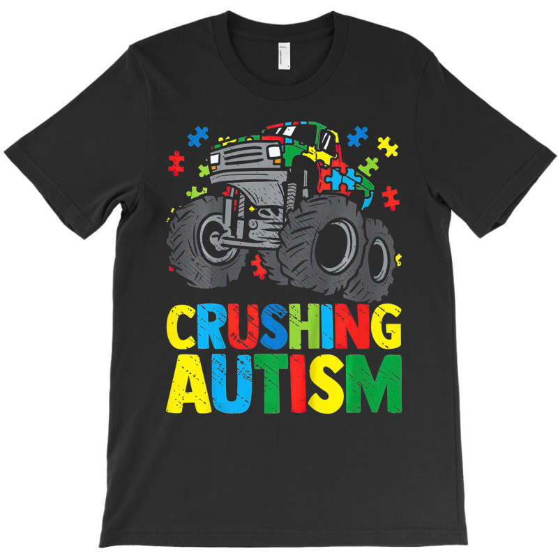 Monster Truck Crushing Austim Autism Awareness T-Shirt by LeiThompson | Artistshot