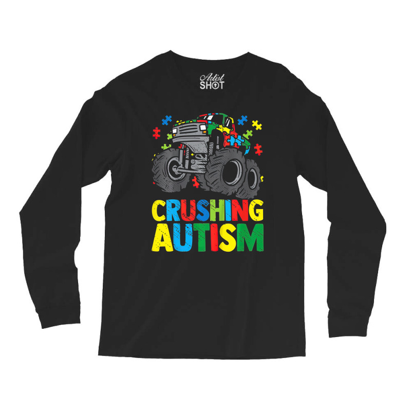 Monster Truck Crushing Austim Autism Awareness Long Sleeve Shirts by LeiThompson | Artistshot