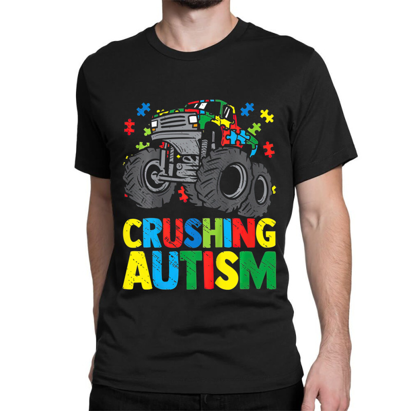 Monster Truck Crushing Austim Autism Awareness Classic T-shirt by LeiThompson | Artistshot