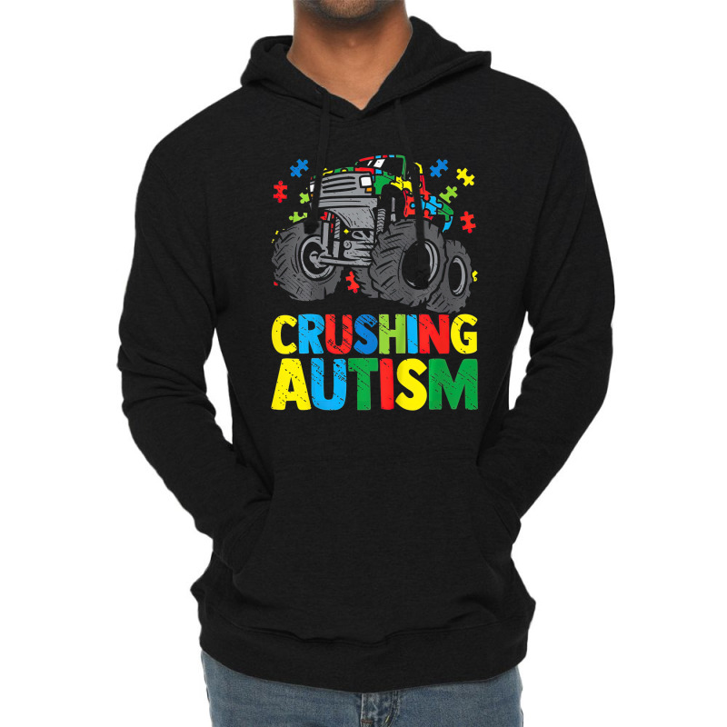 Monster Truck Crushing Austim Autism Awareness Lightweight Hoodie by LeiThompson | Artistshot