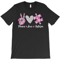 Peace Love Autism Autism Awareness Month Puzzle Heart Love T-shirt | Artistshot