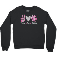 Peace Love Autism Autism Awareness Month Puzzle Heart Love Crewneck Sweatshirt | Artistshot