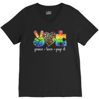 Peace Love Pop It Puzzle Autism Awareness V-neck Tee | Artistshot