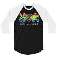 Peace Love Pop It Puzzle Autism Awareness 3/4 Sleeve Shirt | Artistshot