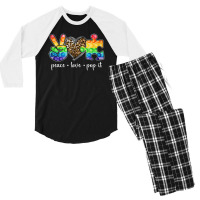 Peace Love Pop It Puzzle Autism Awareness Men's 3/4 Sleeve Pajama Set | Artistshot