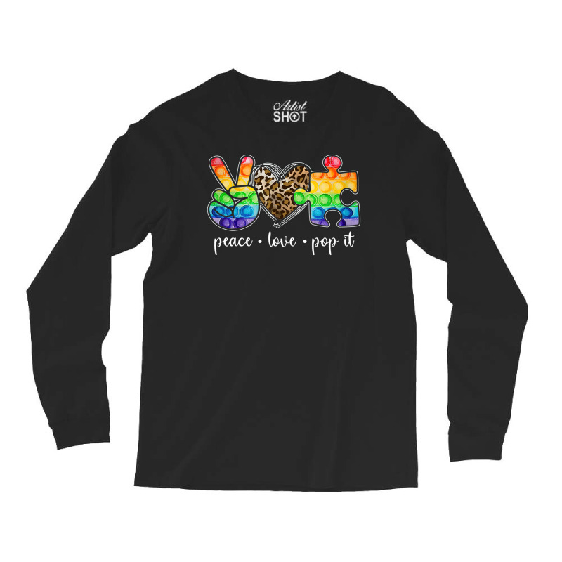 Peace Love Pop It Puzzle Autism Awareness Long Sleeve Shirts by LeiThompson | Artistshot