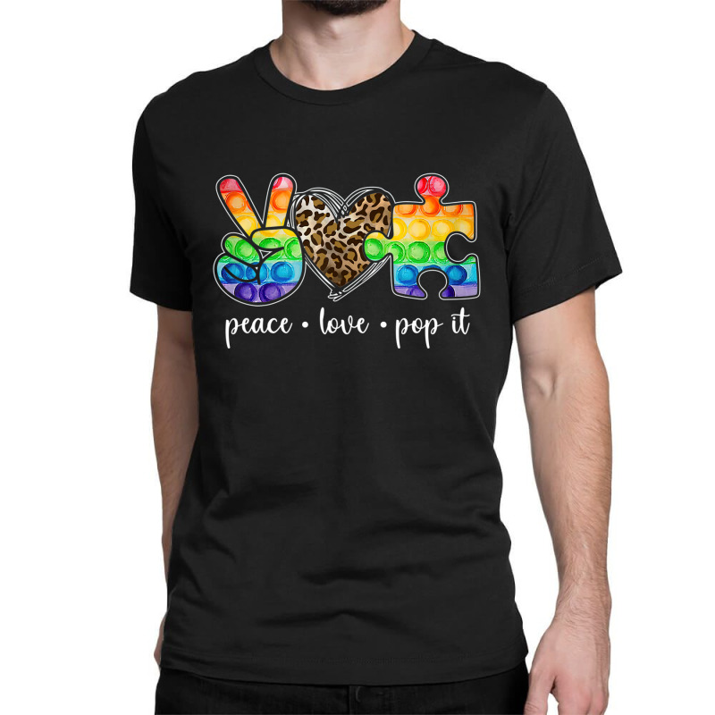 Peace Love Pop It Puzzle Autism Awareness Classic T-shirt by LeiThompson | Artistshot