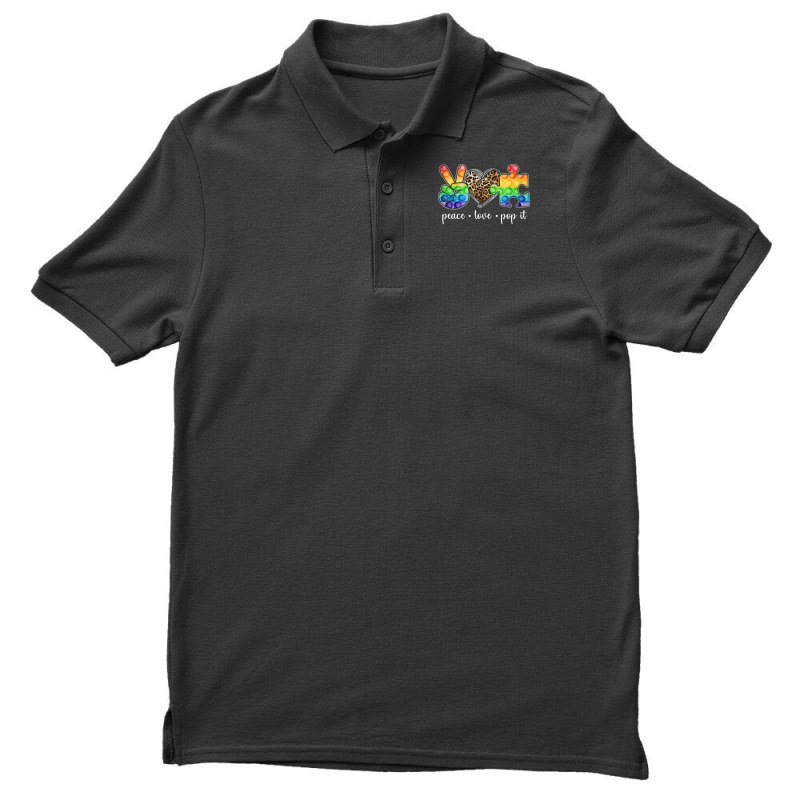 Peace Love Pop It Puzzle Autism Awareness Men's Polo Shirt by LeiThompson | Artistshot