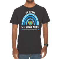 Puzzle Rainbow In April We Wear Blue Autism Awareness Month Vintage T-shirt | Artistshot