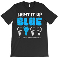 Light It Up Blue Autism Awareness Ribbon Puzzle Pieces T-shirt | Artistshot